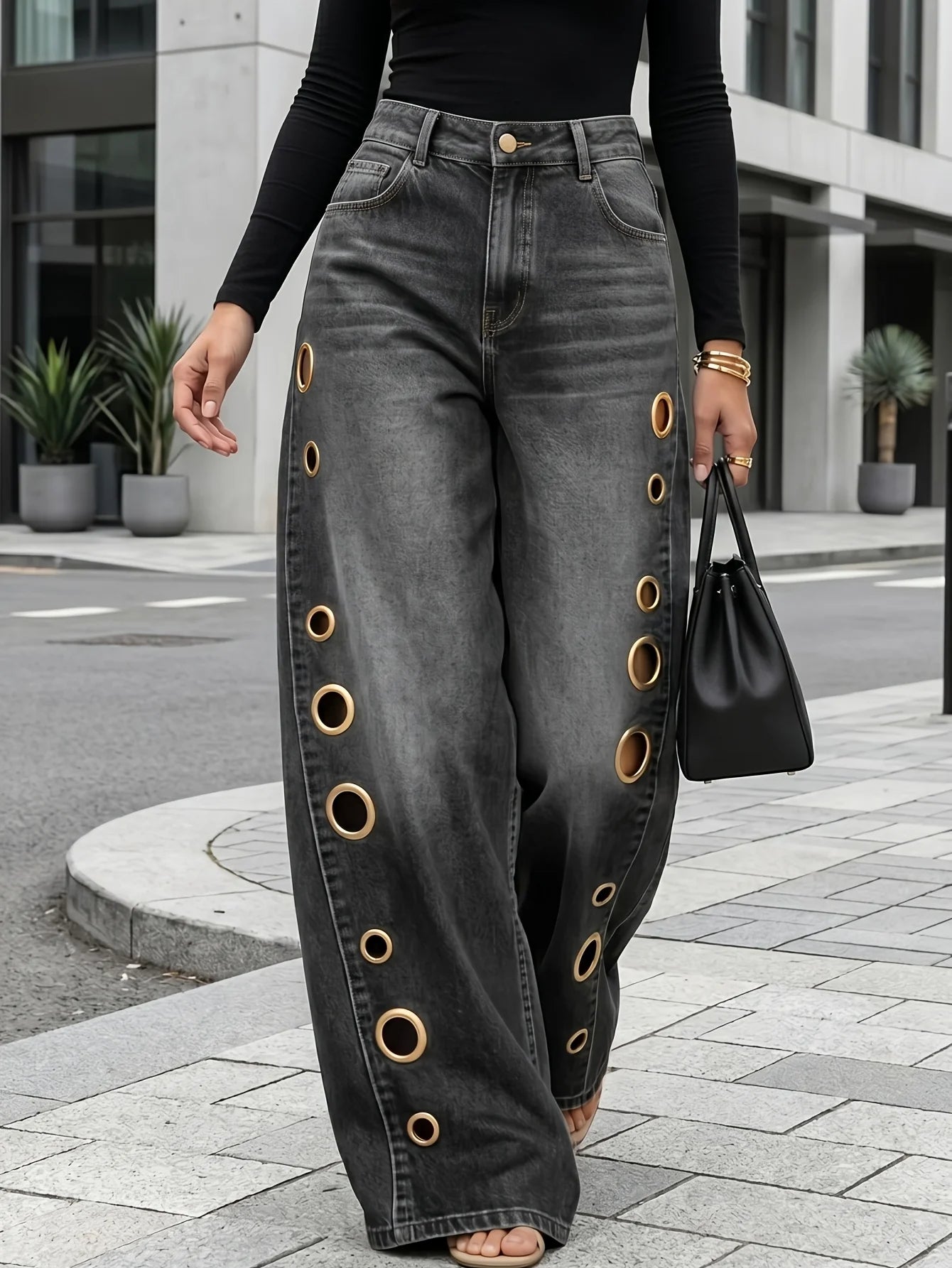 The Eyelet Rebel Wide-Leg Jeans