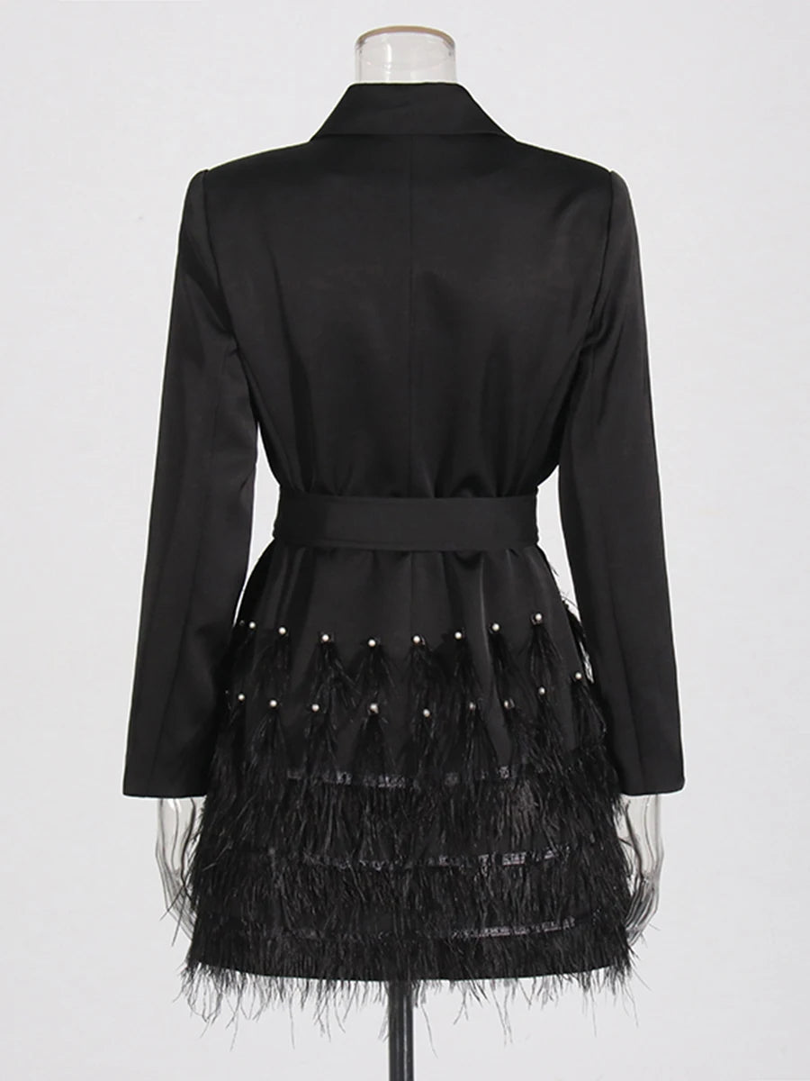 The Bianca Feather-Cuff Blazer Dress from the After Dark at Lavishly Me