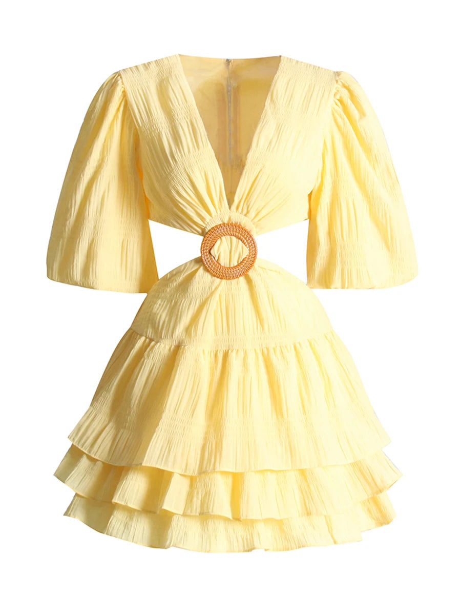 The Amora Lantern-Sleeve Dress