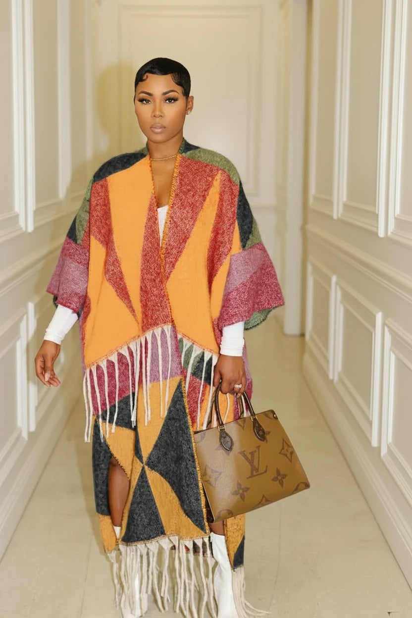 The Zaria Tassel Patchwork Longline Cardigan