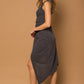 Sleeveless Twist Wrap Rib Midi Dress