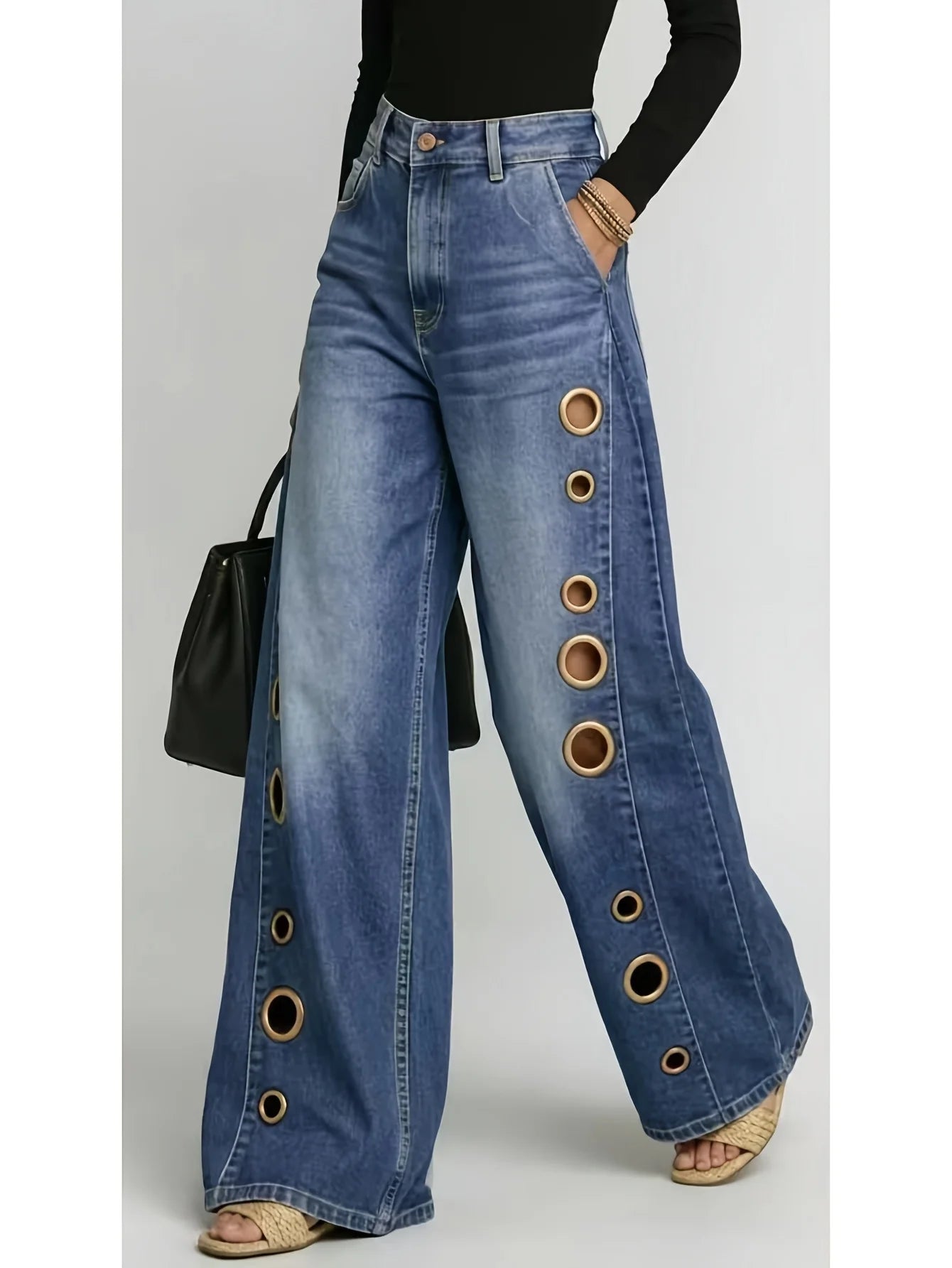 The Eyelet Rebel Wide-Leg Jeans