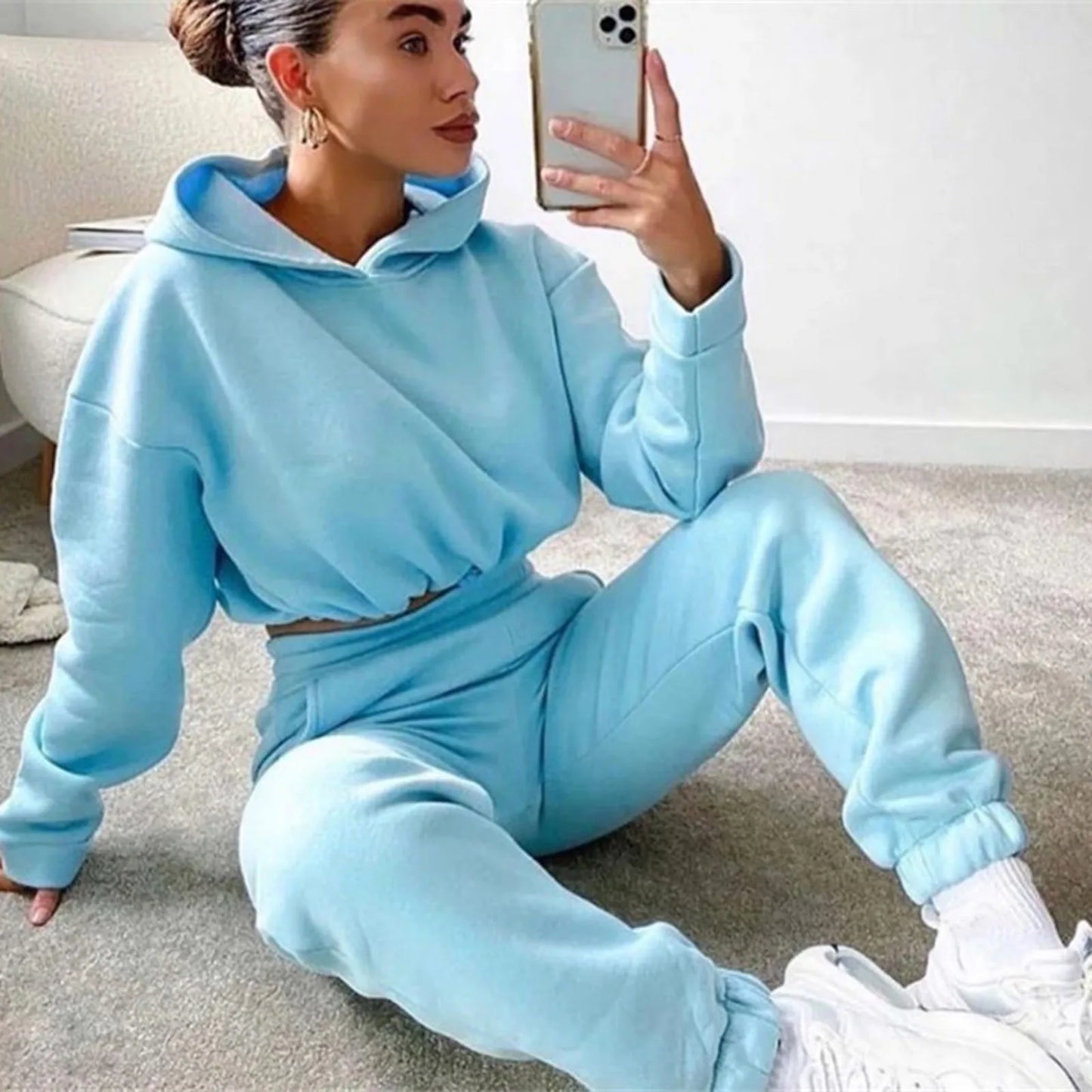 The Cloud Nine Oversized Hoodie Jogger Set hooded two-piece jogging suit from Lavishly Me