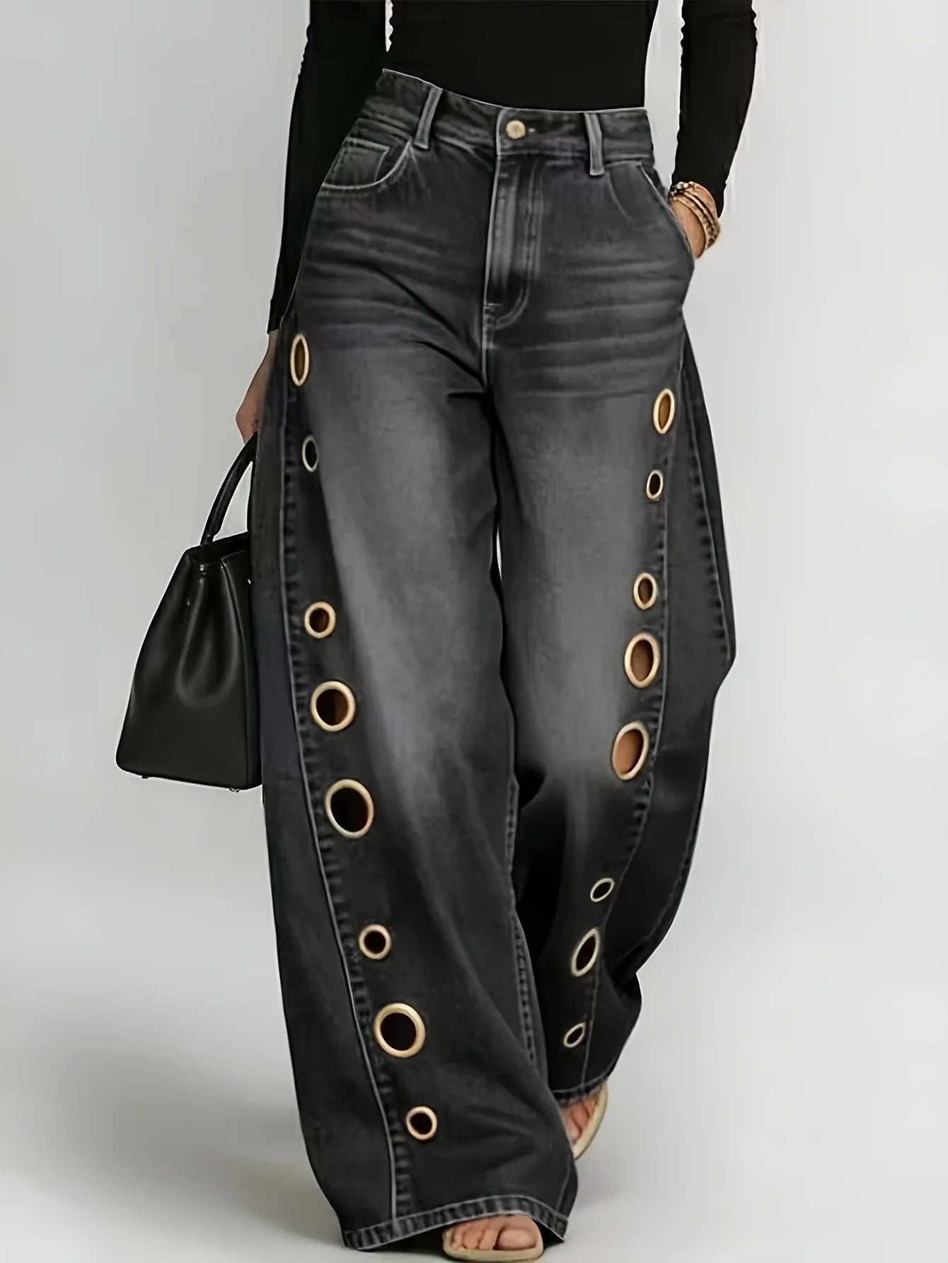 The Eyelet Rebel Wide-Leg Jeans