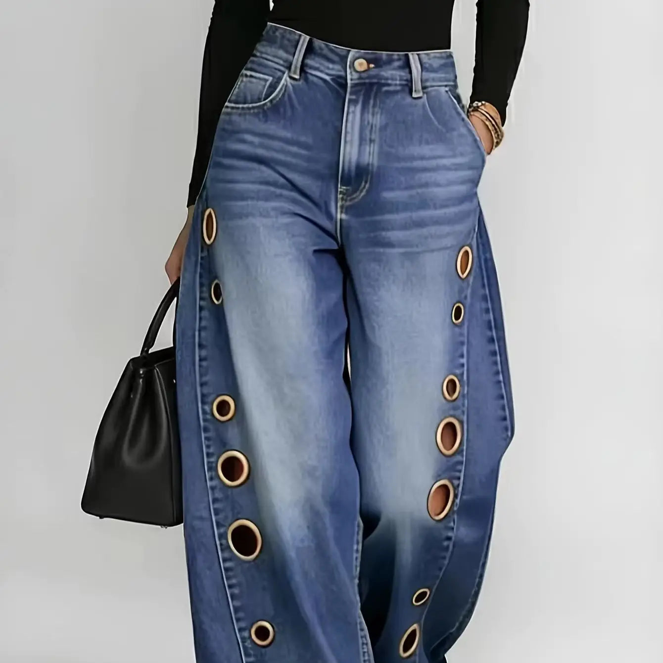 The Eyelet Rebel Wide-Leg Jeans