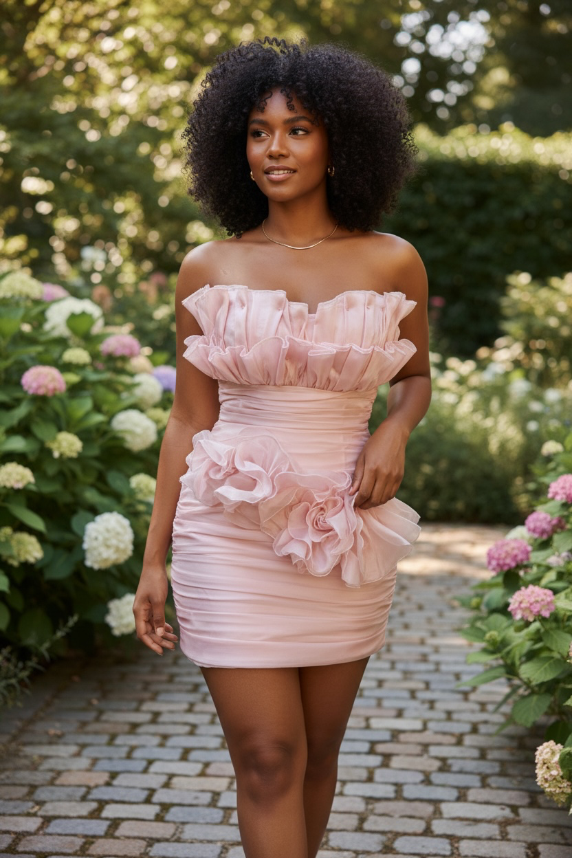 The Rosé Ruffle Mini Dress