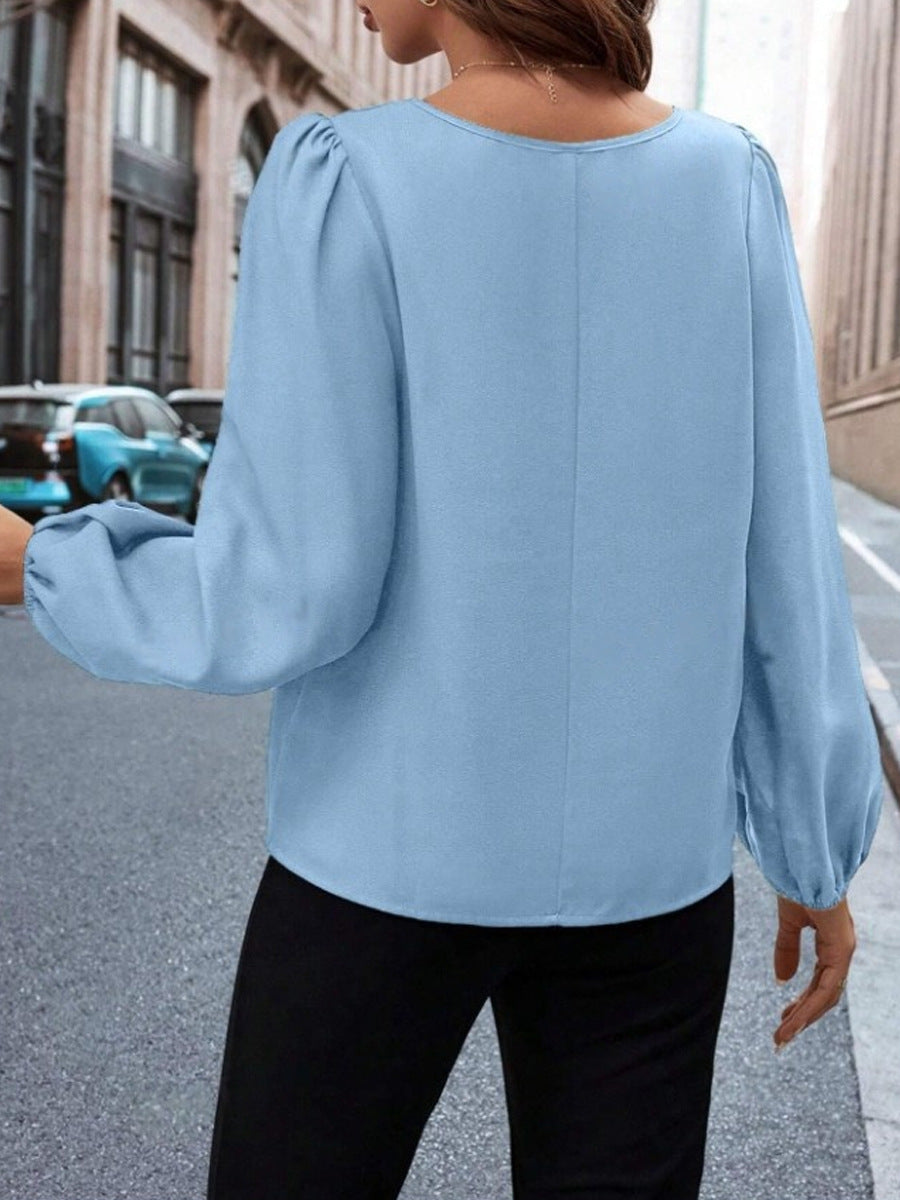 The Camille Pleated Satin Blouse