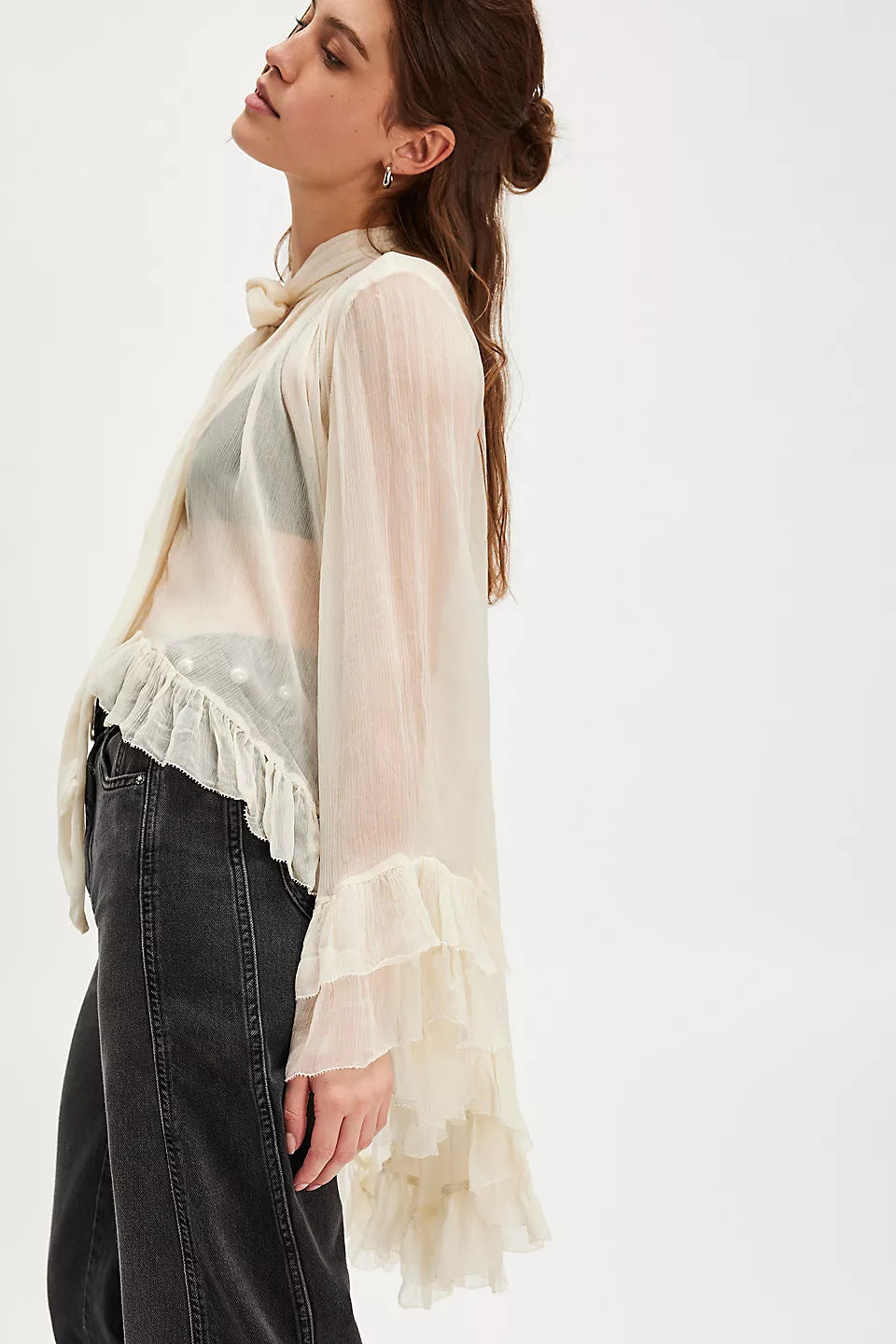 The Noelle Lace Bell-Sleeve Blouse