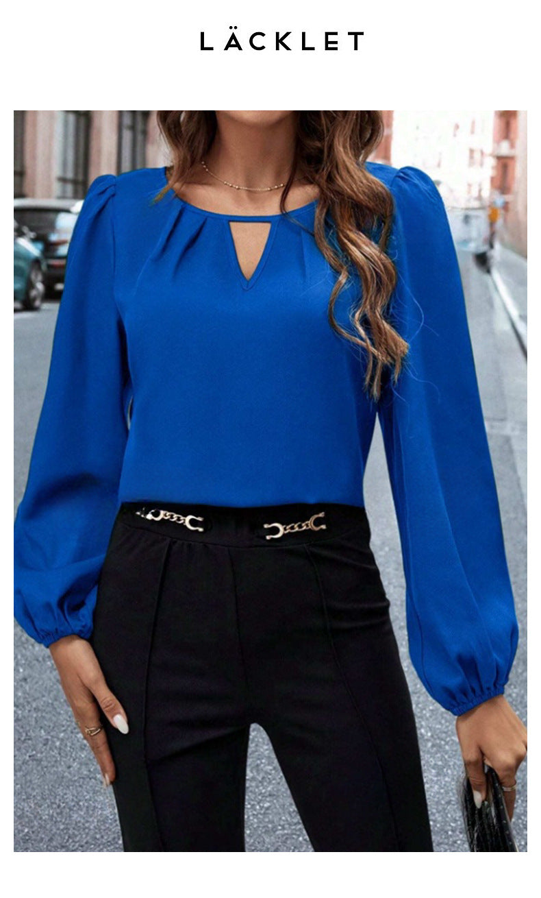 The Camille Pleated Satin Blouse