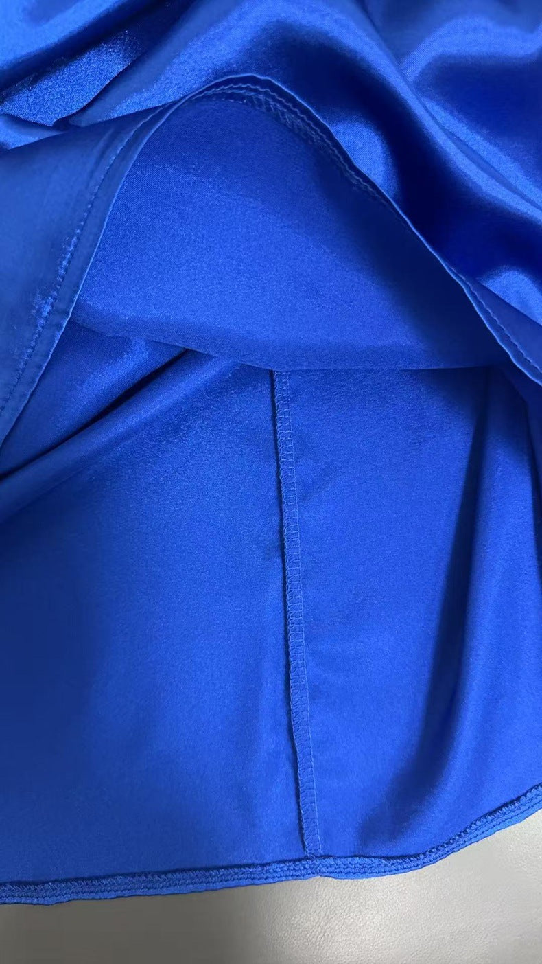 The Camille Pleated Satin Blouse