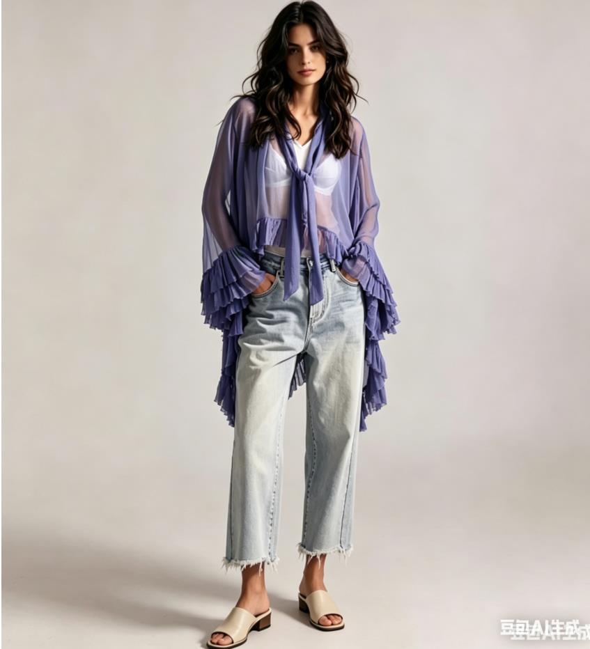 The Noelle Lace Bell-Sleeve Blouse