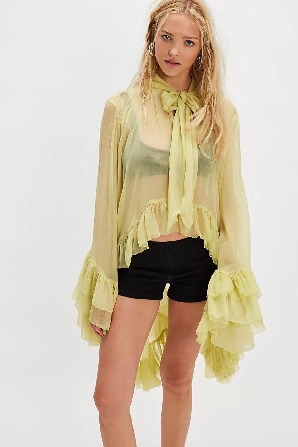 The Noelle Lace Bell-Sleeve Blouse