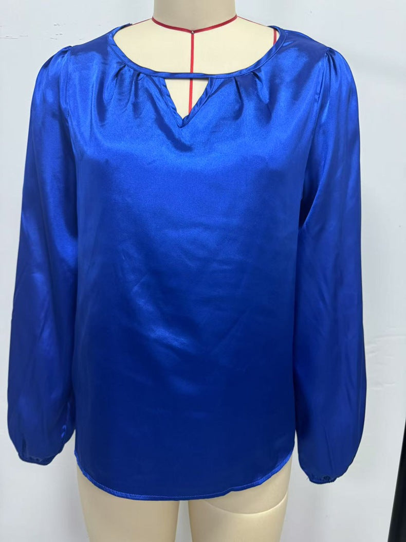 The Camille Pleated Satin Blouse