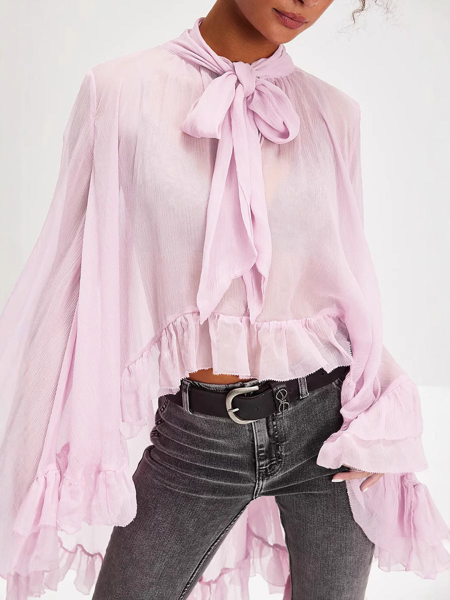The Noelle Lace Bell-Sleeve Blouse from the Date Night Edit at Lavishly Me