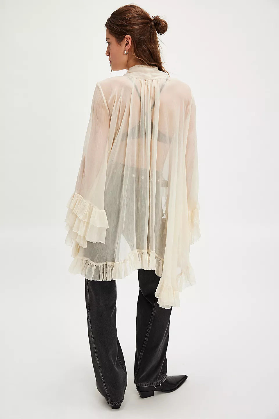 The Noelle Lace Bell-Sleeve Blouse