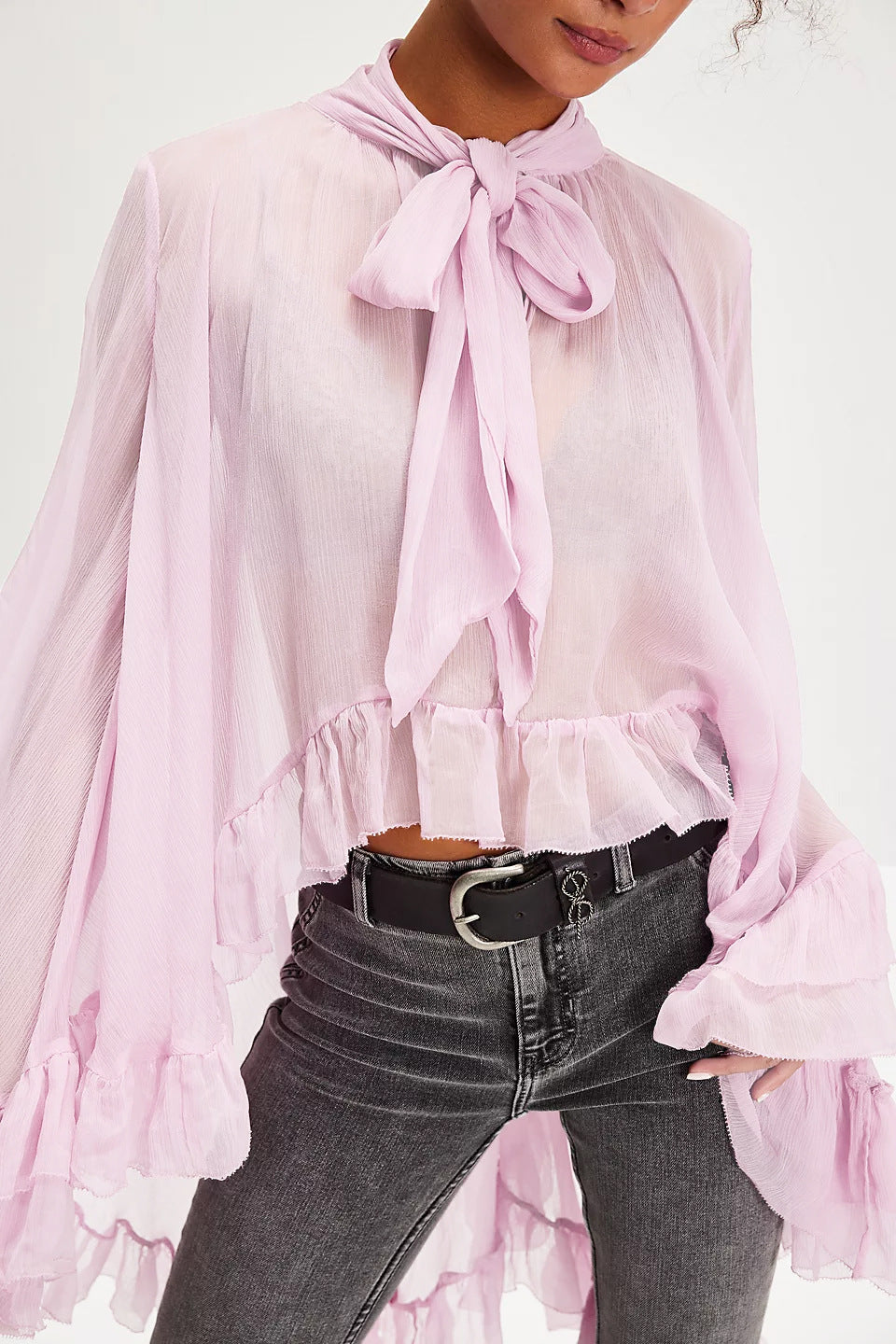 The Noelle Lace Bell-Sleeve Blouse