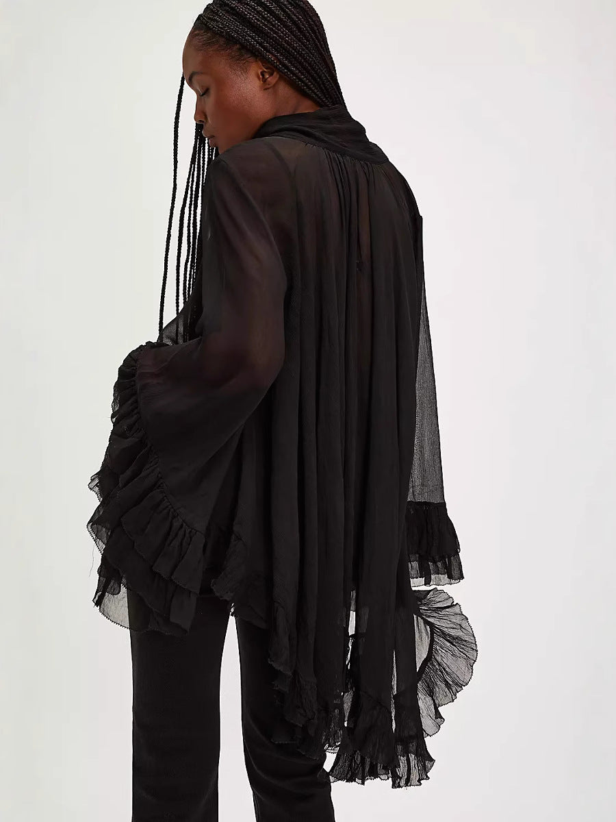 The Noelle Lace Bell-Sleeve Blouse