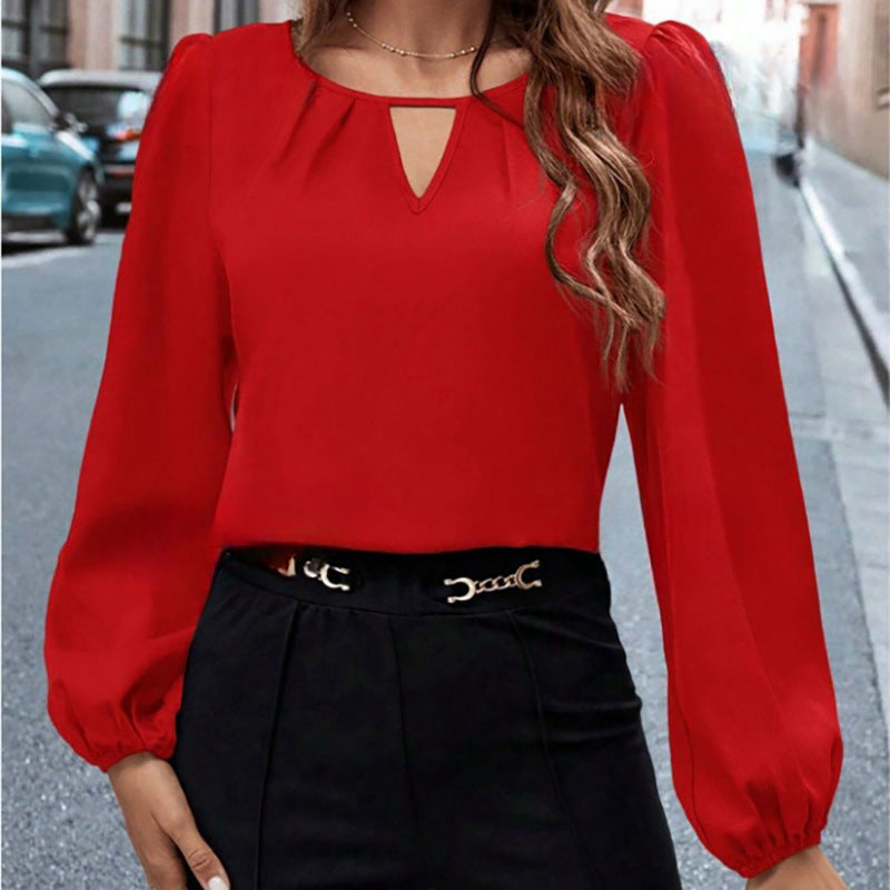 The Camille Pleated Satin Blouse