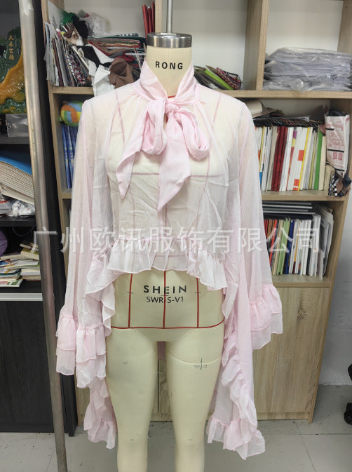 The Noelle Lace Bell-Sleeve Blouse