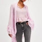 The Noelle Lace Bell-Sleeve Blouse
