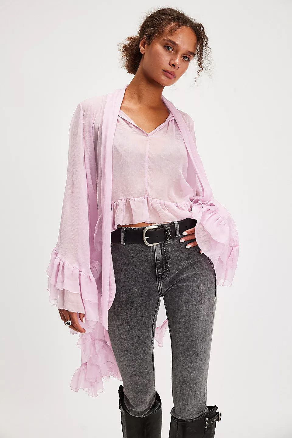 The Noelle Lace Bell-Sleeve Blouse