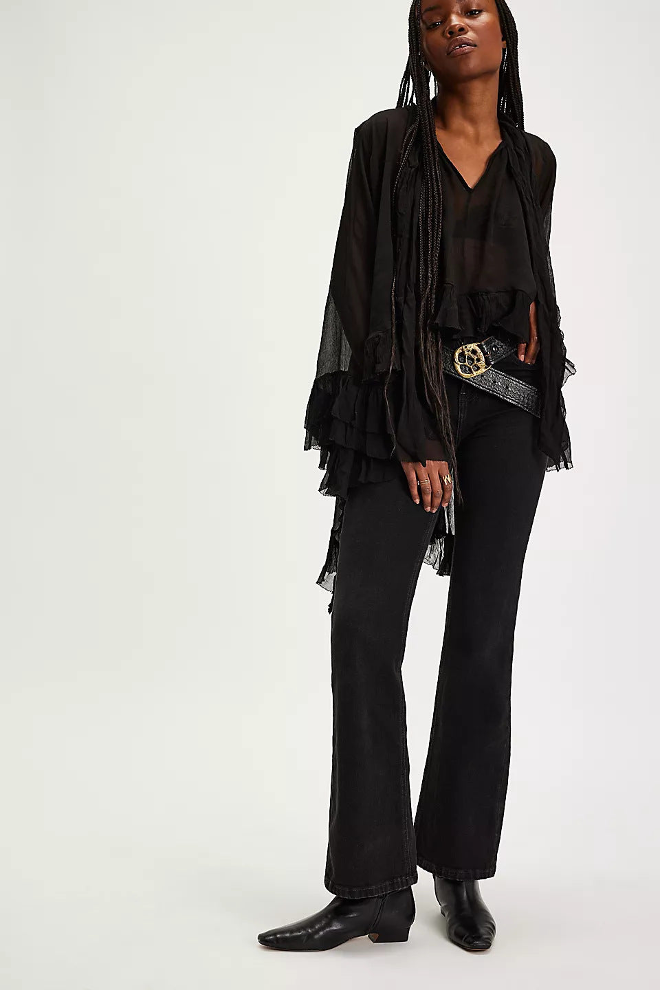 The Noelle Lace Bell-Sleeve Blouse