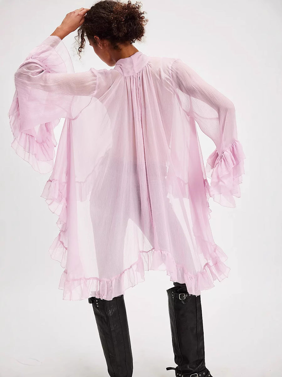 The Noelle Lace Bell-Sleeve Blouse