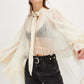 The Noelle Lace Bell-Sleeve Blouse