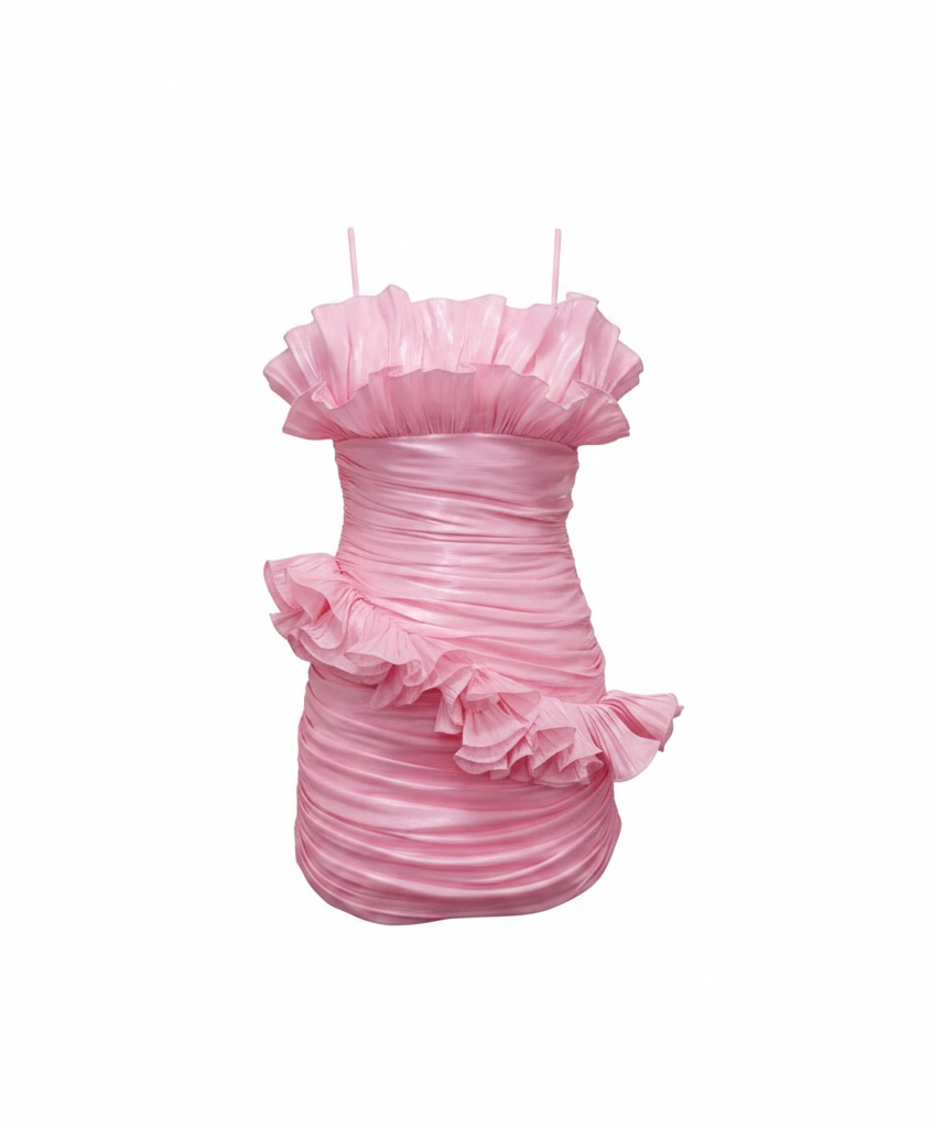 The Rosé Ruffle Mini Dress