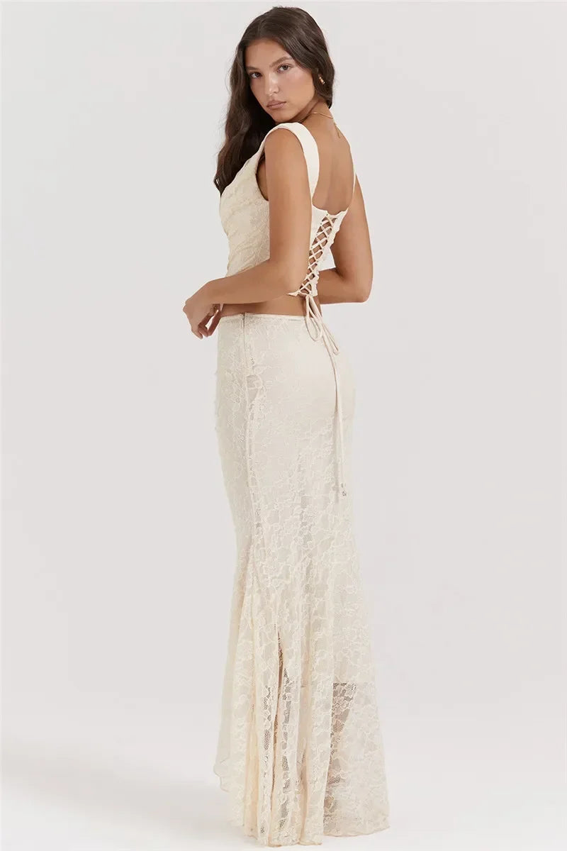 The Celestine Lace-Up Maxi Set