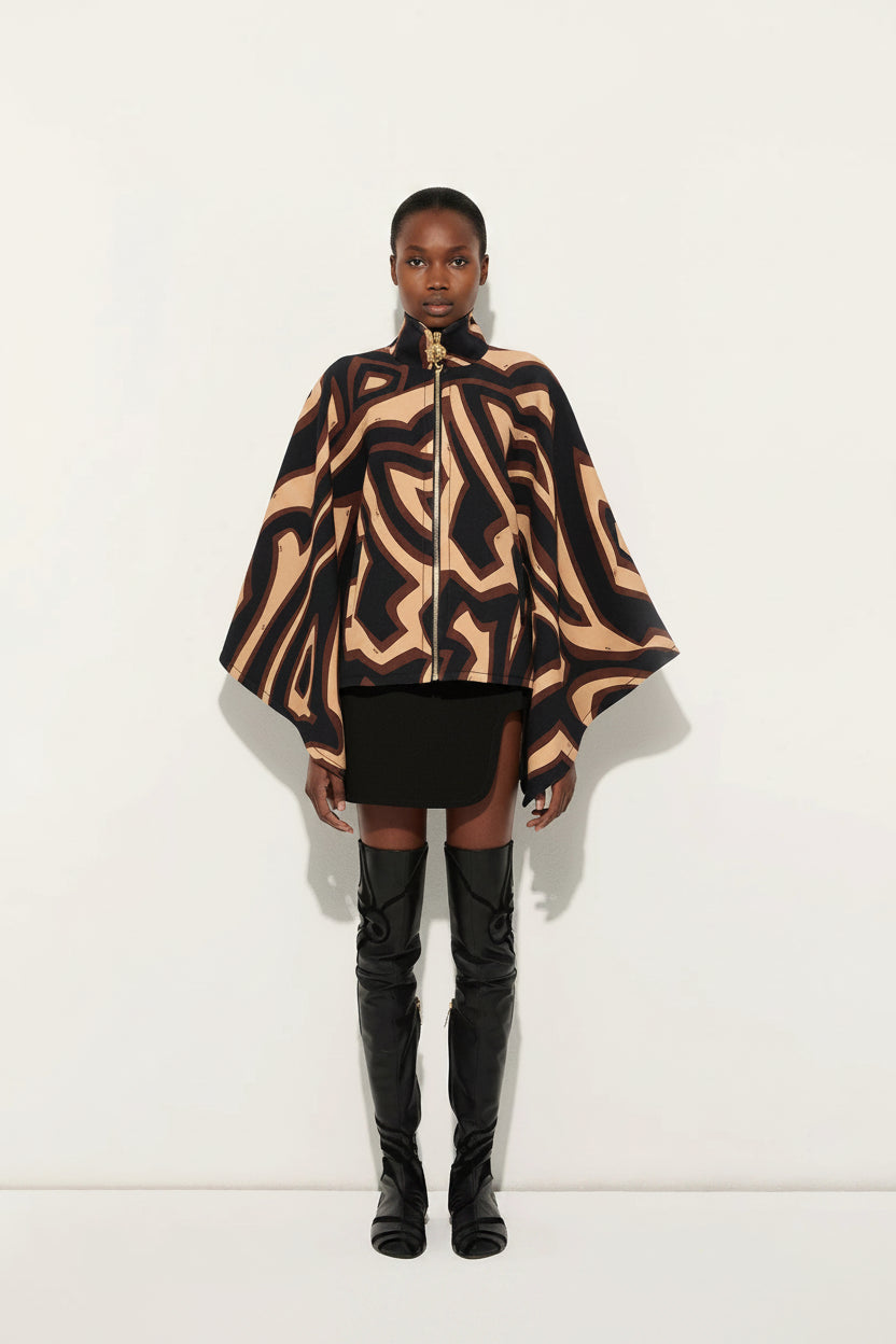 The Blaire Geometric Cape Jacket in PRINT | Lavishly Me