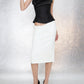 Black Satin Strapless Corset Top with 3D Petal Accent