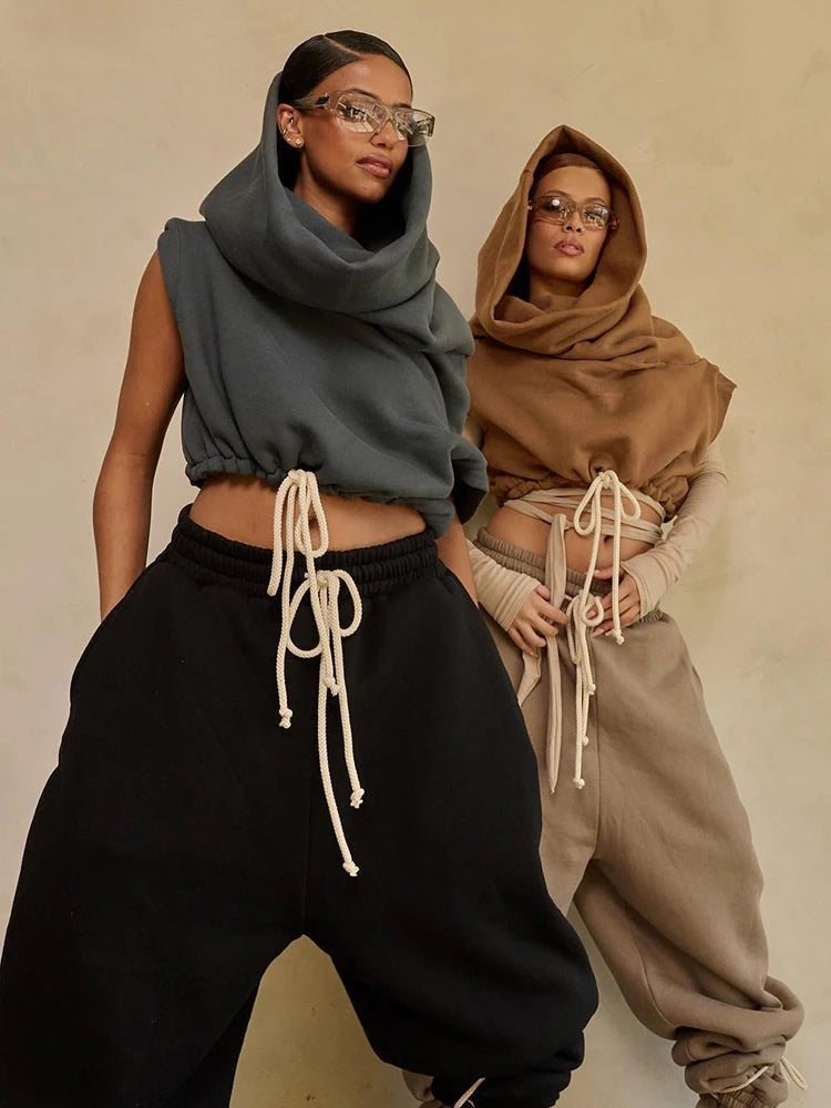 The Remi Shirred Hooded Tank in Brown | Lavishly Me