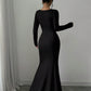 The Yvette Square-Neck Dress in black | Lavishly Me