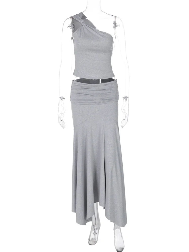 The Solène Pleated Off-Shoulder Skirt Set from the Soft & Sophisticated at Lavishly Me