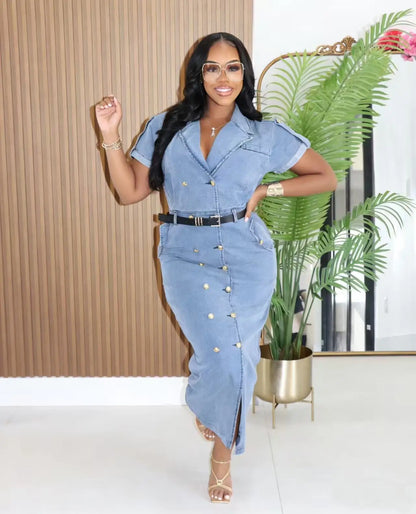 The Madison Double-Breasted Denim Dress