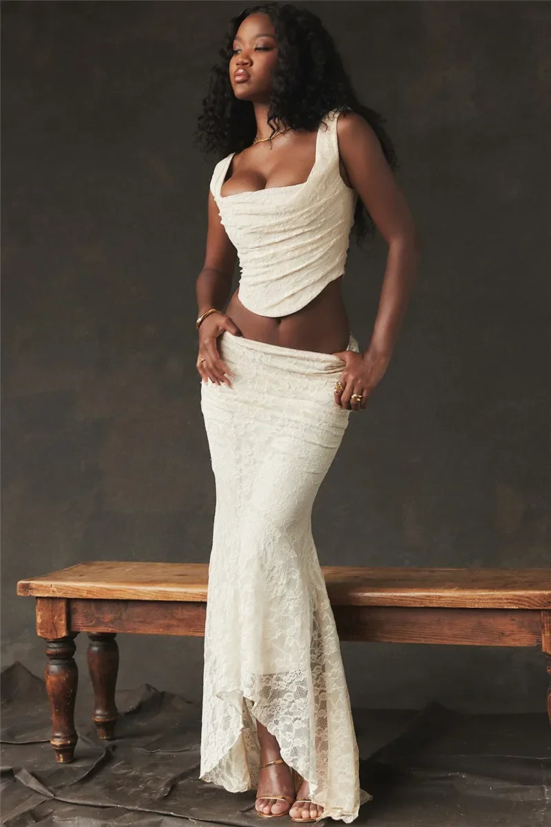 The Celestine Lace-Up Maxi Set