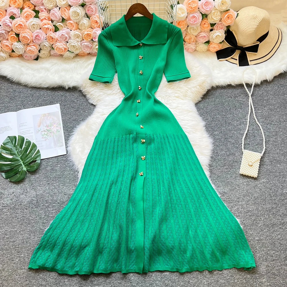 The Vivienne Button-Front Knit Maxi Dress | Lavishly Me