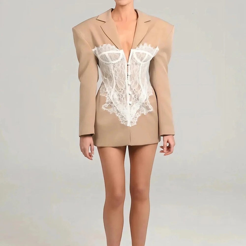 The Marlowe Lace Colorblock Blazer
