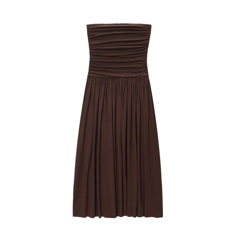 The Aurelia Pleated Off-Shoulder Maxi Dress | Lavishly Me