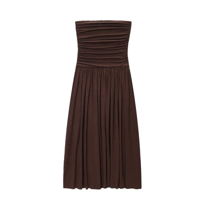 The Aurelia Pleated Off-Shoulder Maxi Dress | Lavishly Me