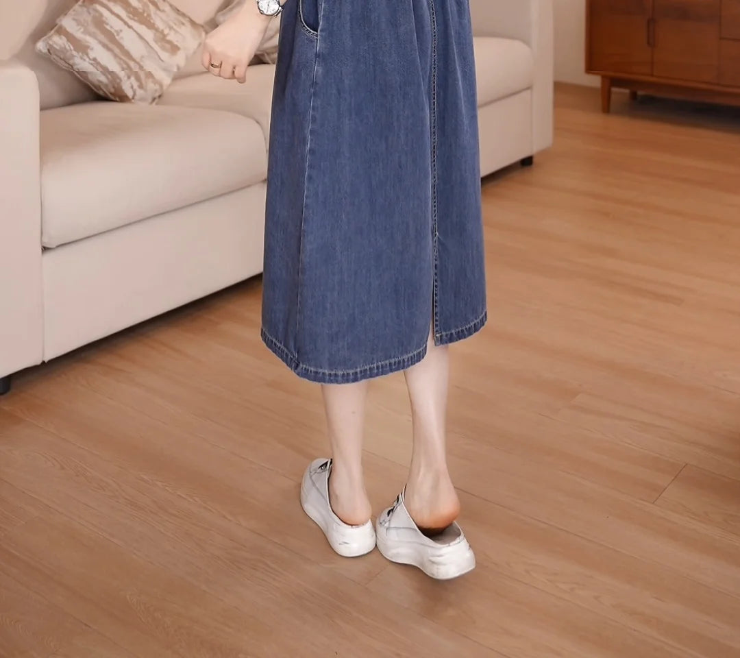 The Capri Button-Front Denim Dress
