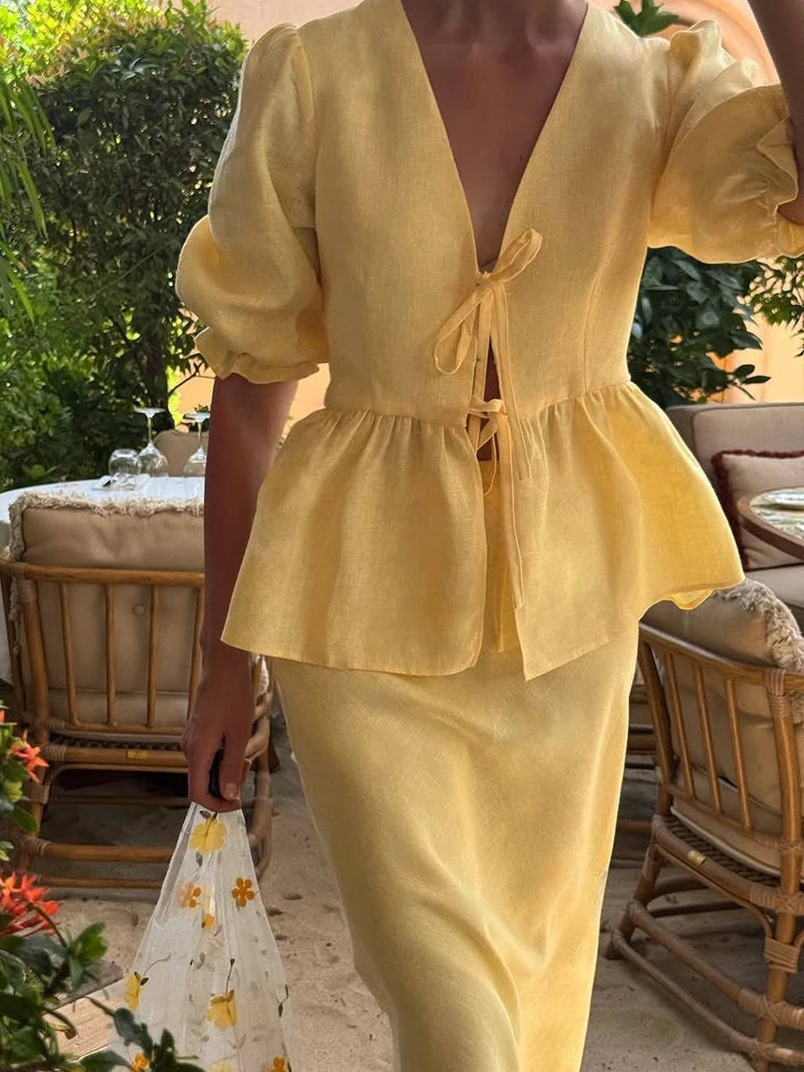 The Savannah Cotton Skirt Set