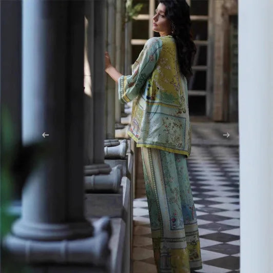 The Portia Printed Pant Lounge Set in green set | Lavishly Me