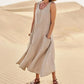 The Quinn Linen-Blend Pocket Dress in Blue | Lavishly Me