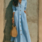 The Marais Pleated Button Maxi Dress from the Soft & Sophisticated at Lavishly Me