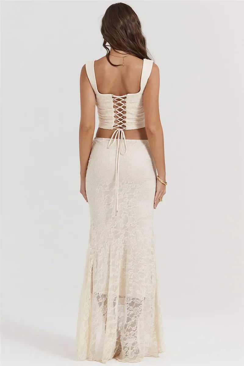 The Celestine Lace-Up Maxi Set