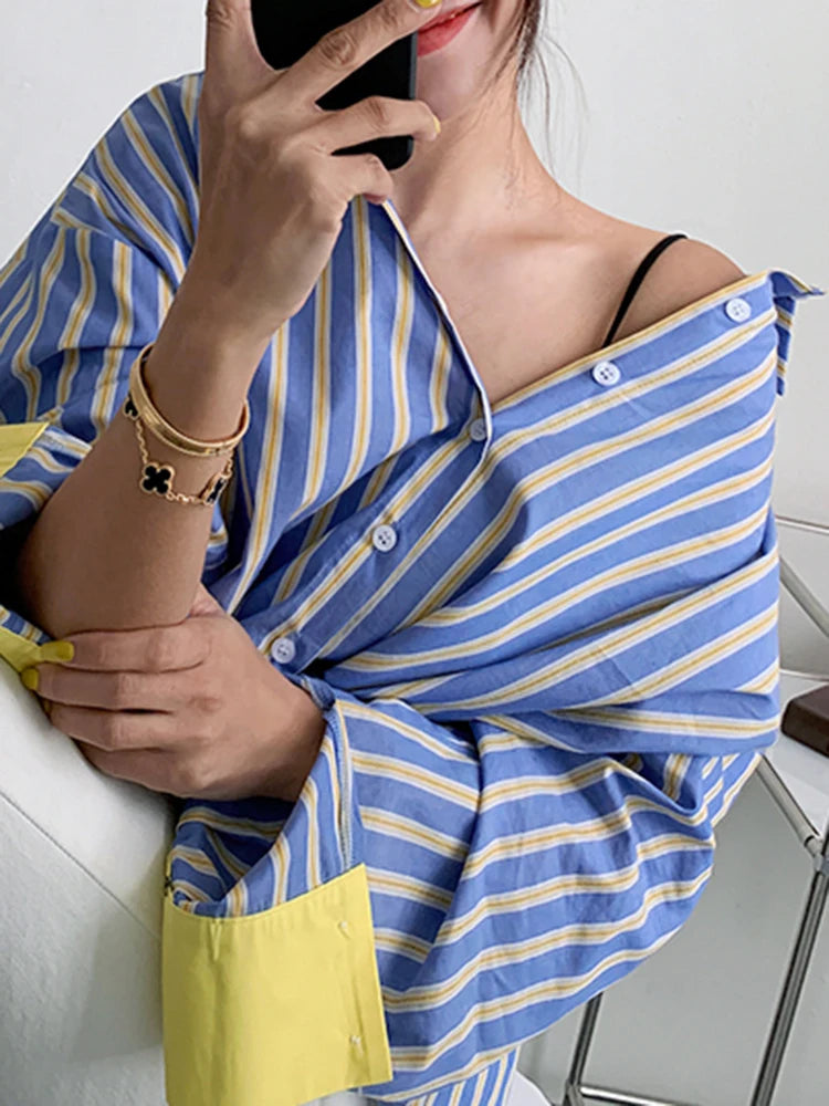 Mardi  Lapel Long Sleeve Blouse Female