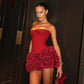 The Rosette 3D Floral Mini Dress in black | Lavishly Me