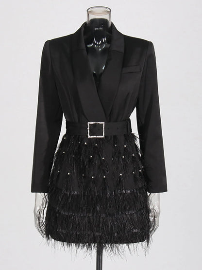 The Bianca Feather-Cuff Blazer Dress from the After Dark at Lavishly Me